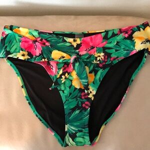 Old Navy floral bikini bottom, tie front, size L